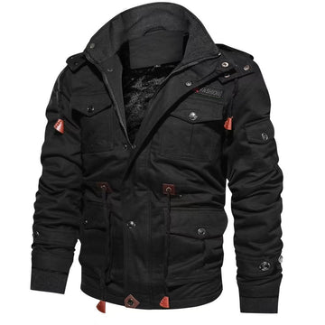 Men's Jacket-Casual Winter Cotton Military Jacket Thicken Hooded Cargo Coat